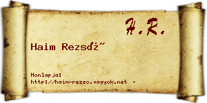 Haim Rezső névjegykártya